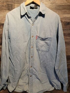 Looney Tunes Warner Bros Studio Store Embroidered Denim Long Sleeve Shirt Men M